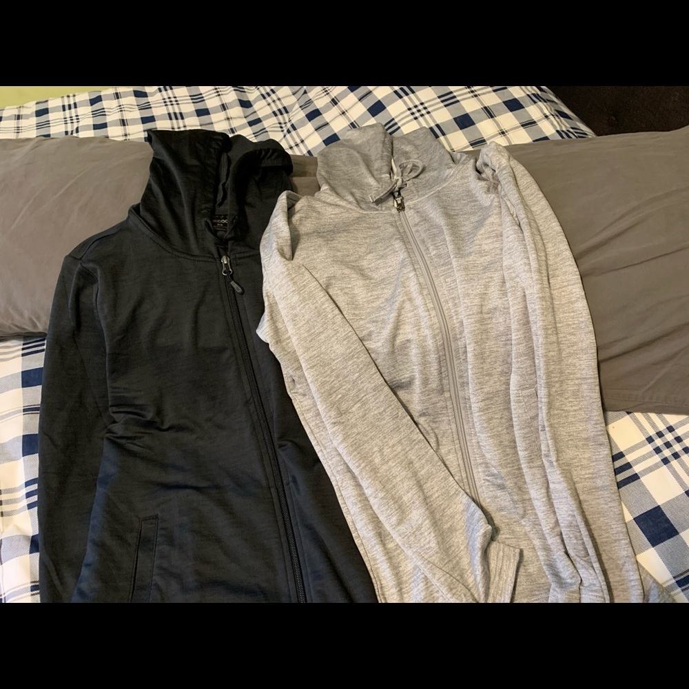 2 women’s zip up hoodies.